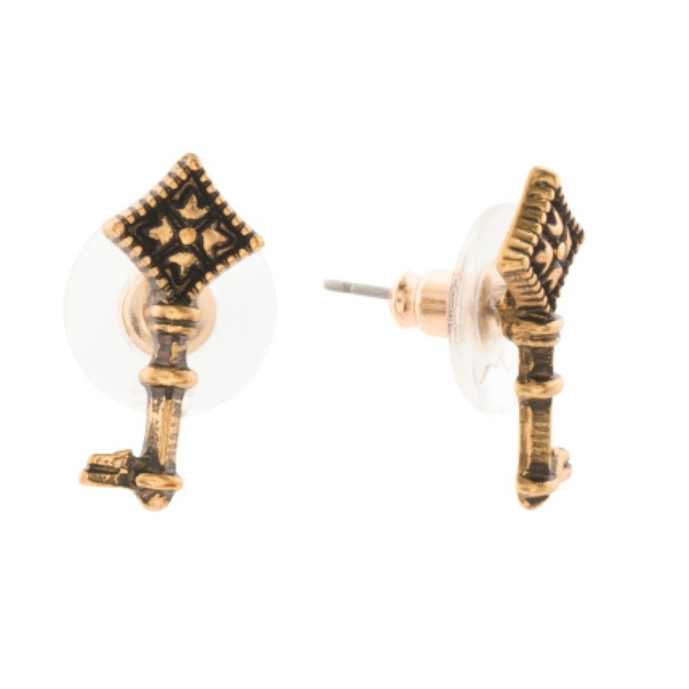 PATRICIA NASH Floret Key Stud Mini Earrings Gold - Not so Basic Collection